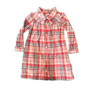 BABY GAP Sz 4 4T Plaid Dress Long Sleeve Pink Valentines Button Down Collared